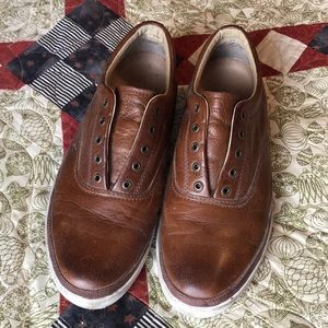 Frye brown leather no-lace tennis shoes